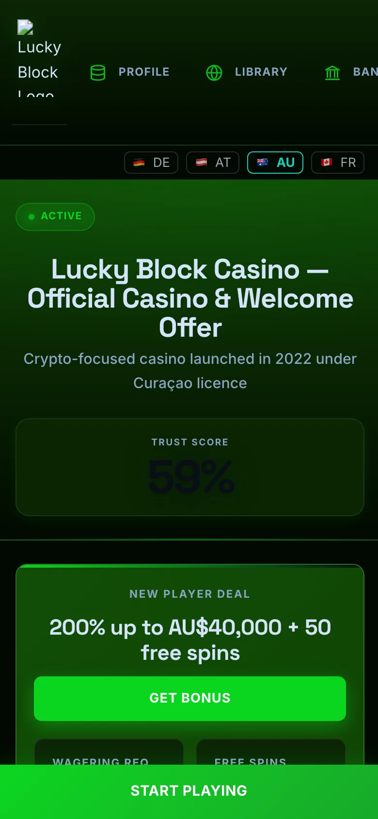Lucky Block mobile lobby screenshot